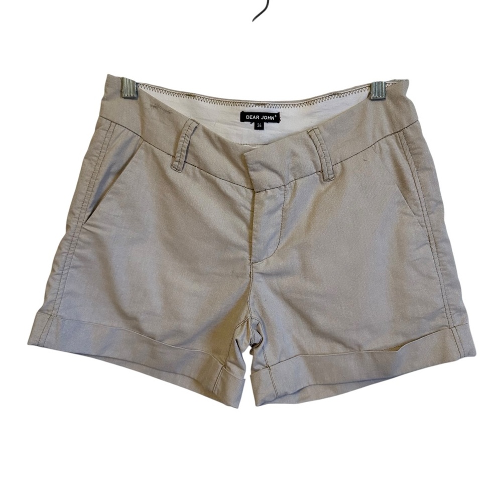 Dear John North Hamptons High Rise Khaki Cuffed Shorts Missing Button size 26